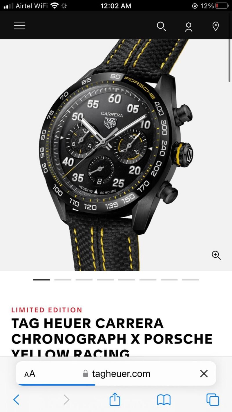 Tag Heuer Carrera x prosche yellow reaching