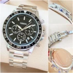 FOSSIL BLACK SATIN DIAL CHRONOGRAPH MOVEMENT 7AAA PREMIUM