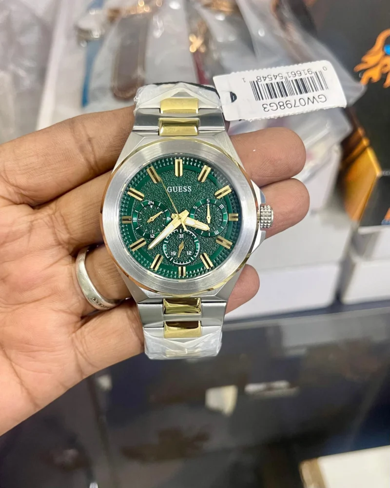 GUESS MULTIFUNCTION STAINLESS STEEL GREEN DIAL 7AAA