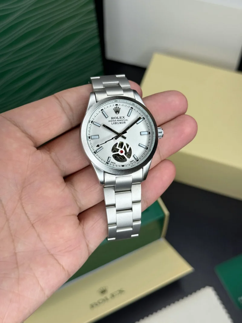 1000042258.webp ROLEX LABELNOIR OPEN BACK AUTOMATIC WHITE DIAL