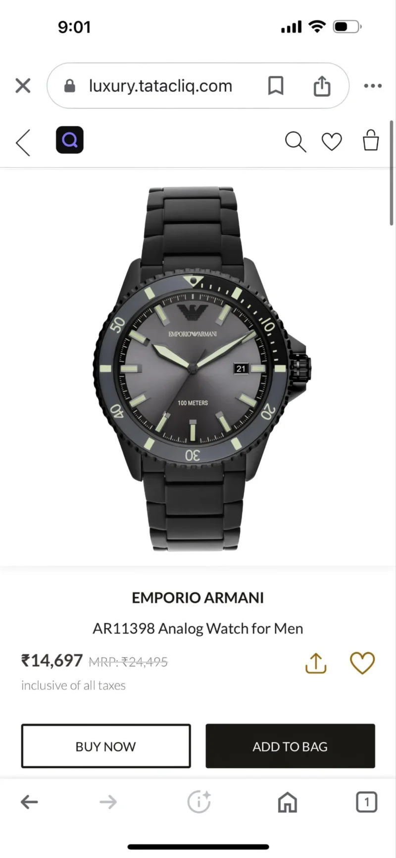 EMPORIO ARMANI AR11398 7AA PREMIUM BLACK