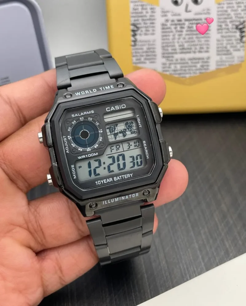 CASIO WORLD TIME YOUTH BLACK QUARTZ MOVEMENT