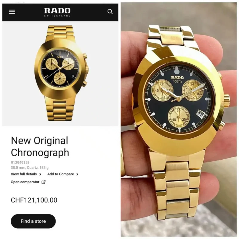 RADO QUARTZ MOVEMENT 7AAA SLIM DIAL GOLDEN
