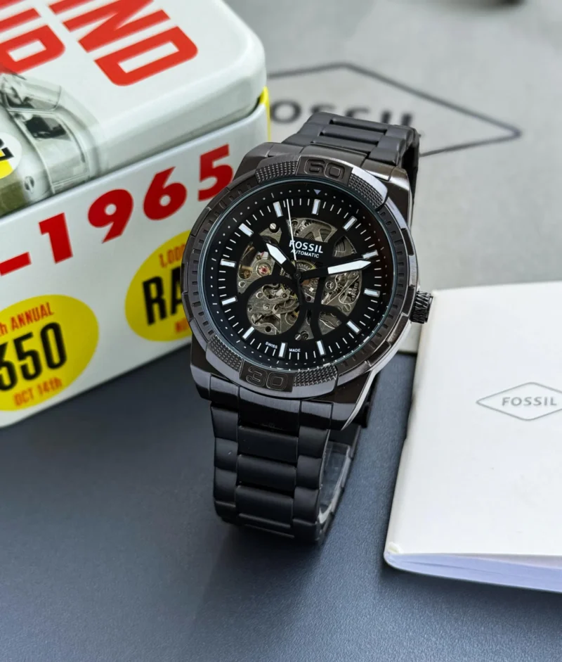 FOSSIL BLACK STAINLESS STEEL 7AAA PREMIUM AUTOMATIC