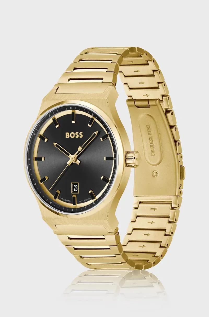 HUGO BOSS AUTHENTIC STAINLESS STEEL BLACK DIAL