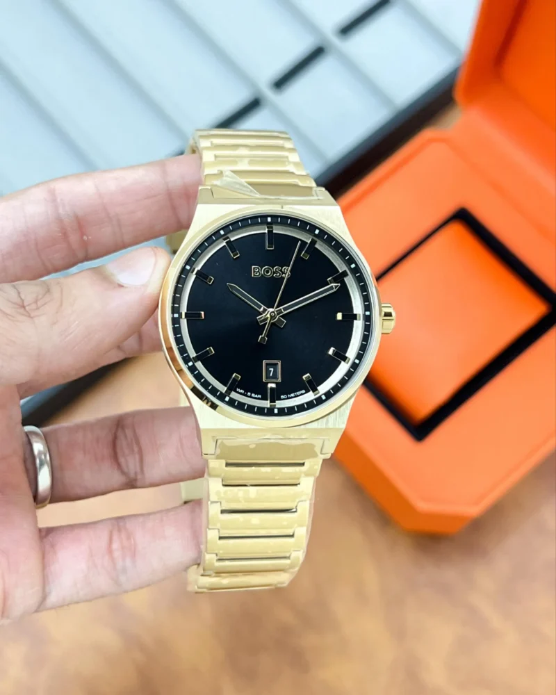 HUGO BOSS AUTHENTIC STAINLESS STEEL BLACK DIAL