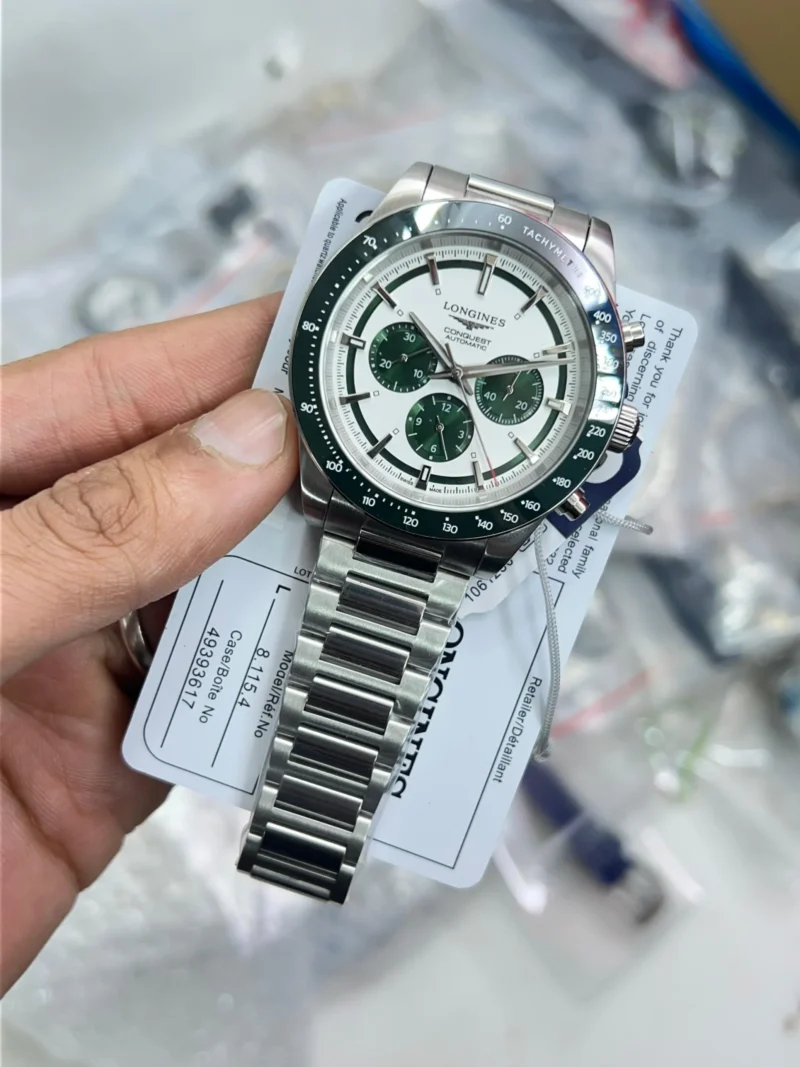 LONGINES CONQUEST CHRONOGRAPH AUTOMATIC WHITE & GREEN DIAL