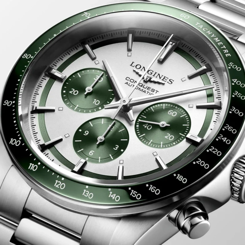 LONGINES CONQUEST CHRONOGRAPH AUTOMATIC WHITE & GREEN DIAL