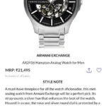 ARMANI EXCHANGE HAMPTON AUTOMATIC 7AA PREMIUM