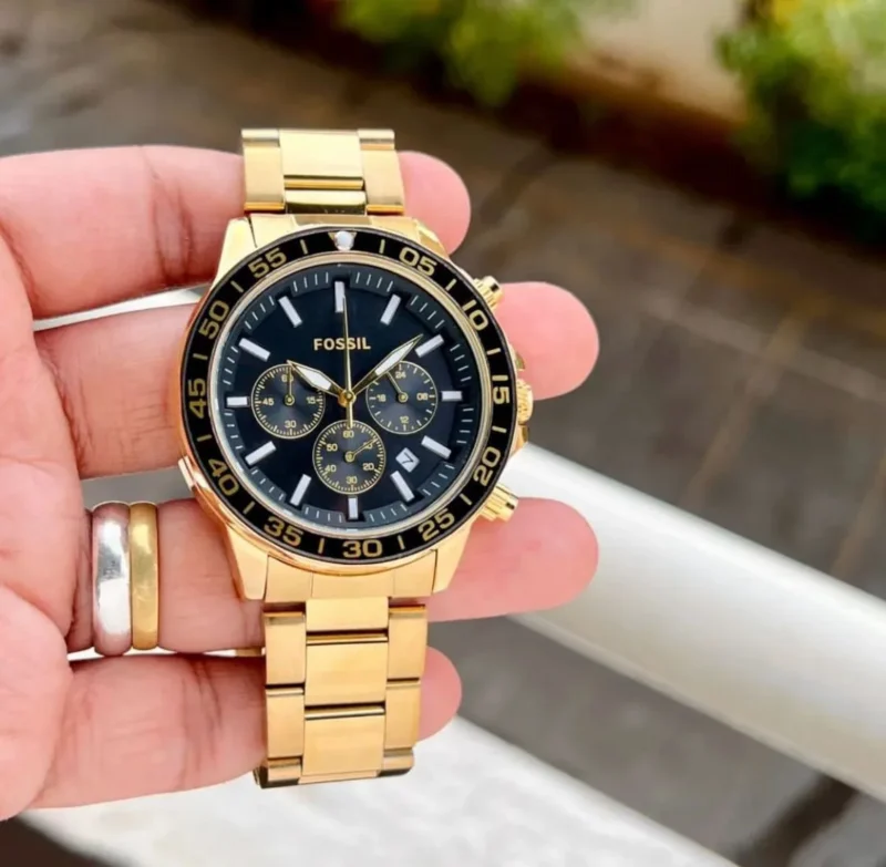 FOSSIL STAINLESS STEEL 7AAA PREMIUM BLACK SATIN DIAL