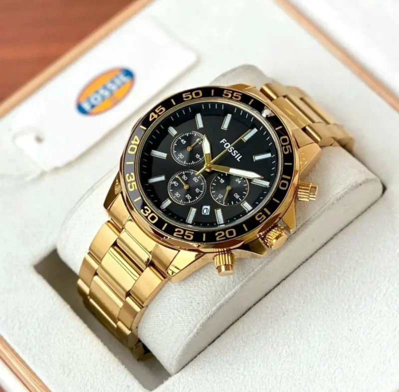 FOSSIL STAINLESS STEEL 7AAA PREMIUM BLACK SATIN DIAL