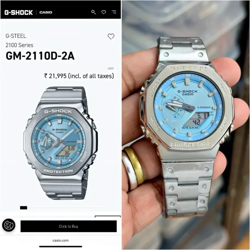 G SHOCK GM2110 UNISEX 7AA PREMIUM SILVER METAL