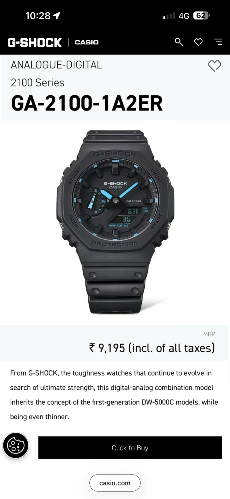 G SHOCK CASIO OAK 7AA PREMIUM AUTOMATIC BLACK