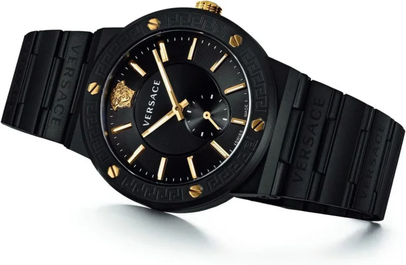 VERSACE GRECA LOGO-VI 7AA PREMIUM STAINLESS STEEL BLACK