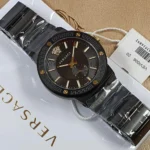 VERSACE GRECA LOGO-VI 7AA PREMIUM STAINLESS STEEL BLACK