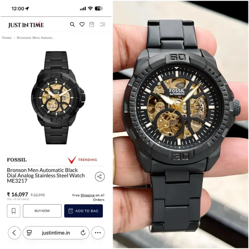 FOSSIL BRONSON AUTOMATIC ME3217 7AA PREMIUM BLACK
