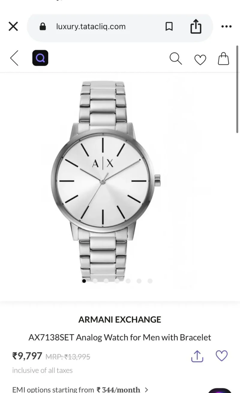 ARMANI EXCHANGE 7AAA ORIGINAL SILVER DIAL