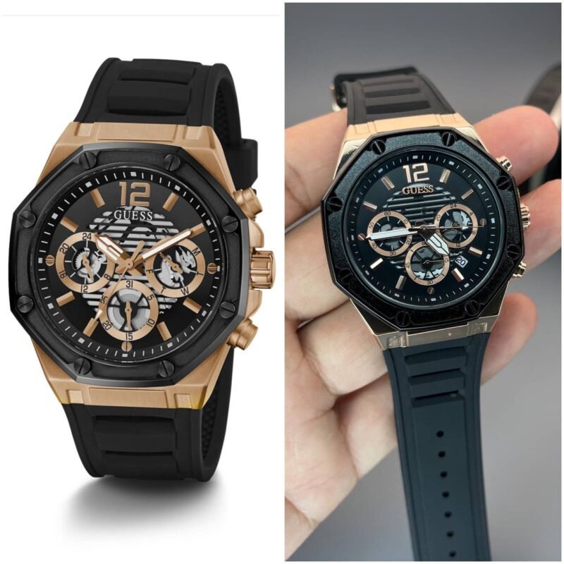 Guess Rose Gold Black Silicone