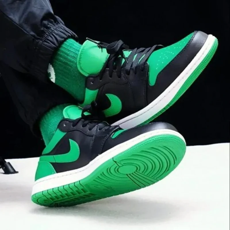 Premium Jordan Retro 1 Low Black Lucky Green Shoes for Men (SOH53)