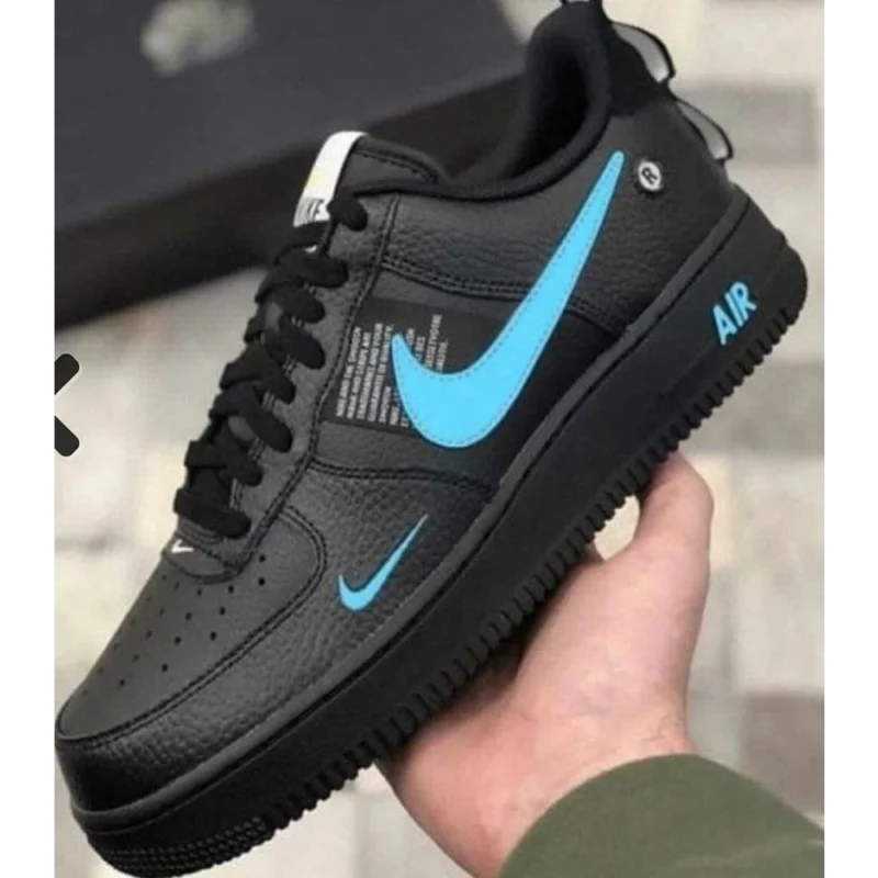 Imported Men's Nike AirForce 1 Low Utility, Black Blue (TD112)