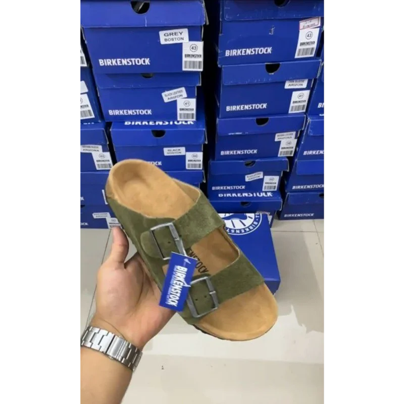 Trendy Birkenstock Arizona Suede Olive Green (AME312)