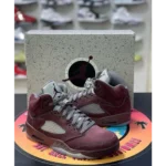 Trendy Jordan Retro 5 Burgundy Shoes for Men (SOH87)