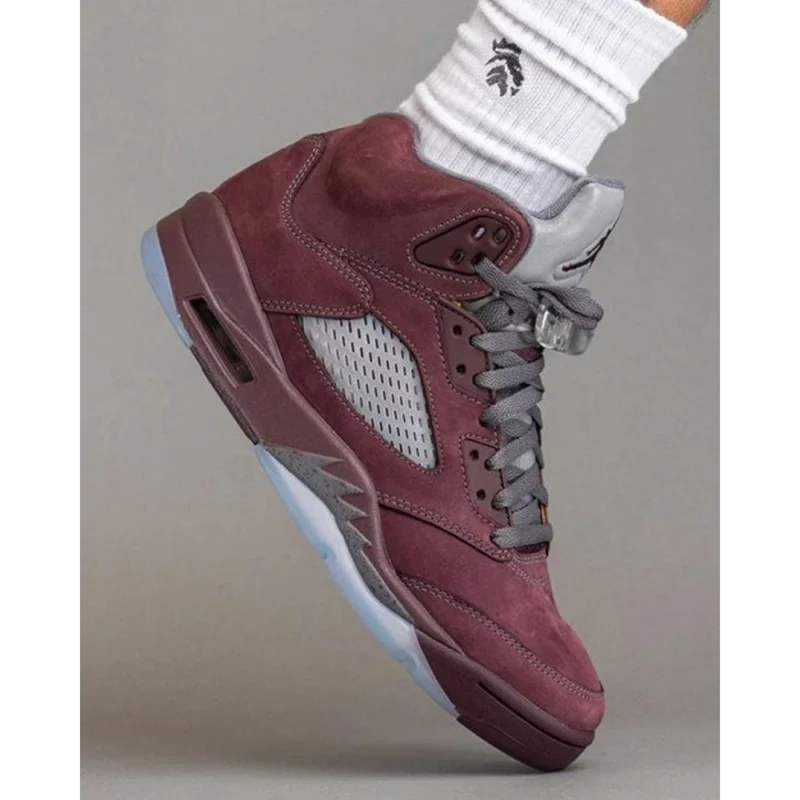 Trendy Jordan Retro 5 Burgundy Shoes for Men (SOH87)