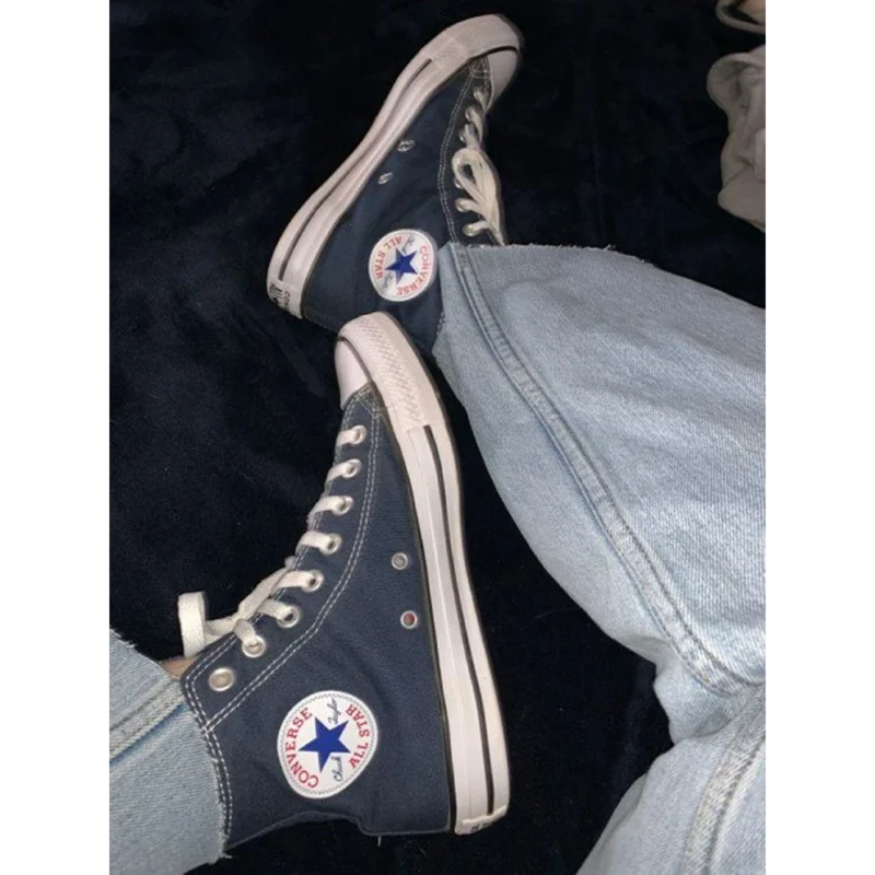 Trendy Converse All Star Navy Blue Long Shoes for Men (GF184)