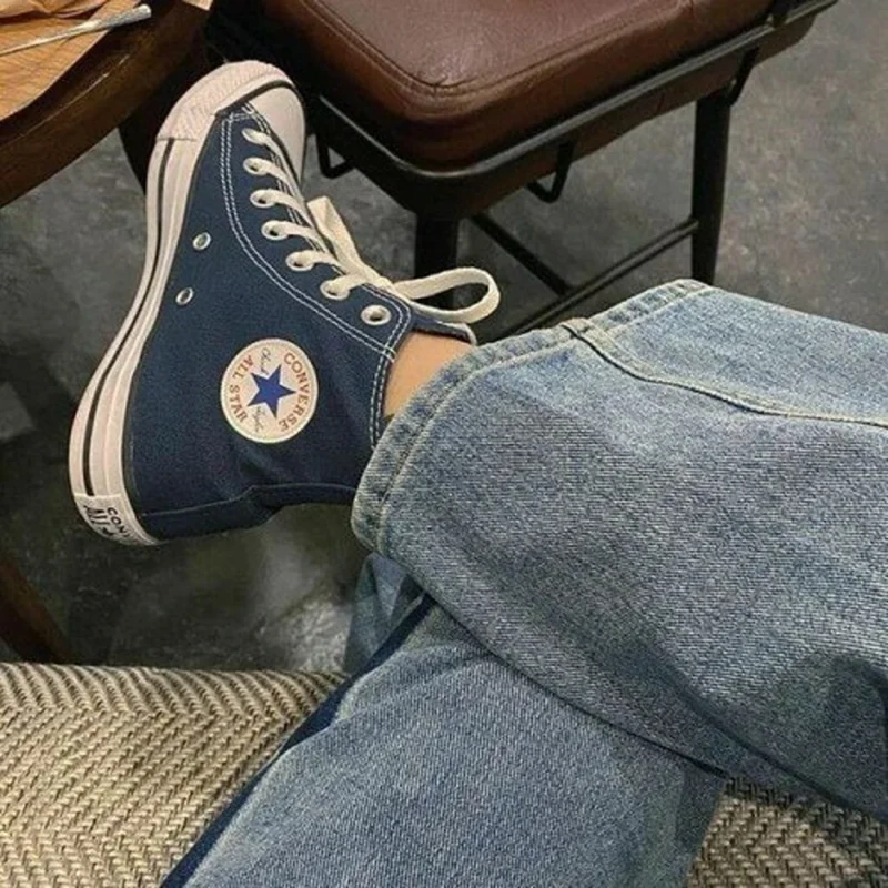 Trendy Converse All Star Navy Blue Long Shoes for Men (GF184)