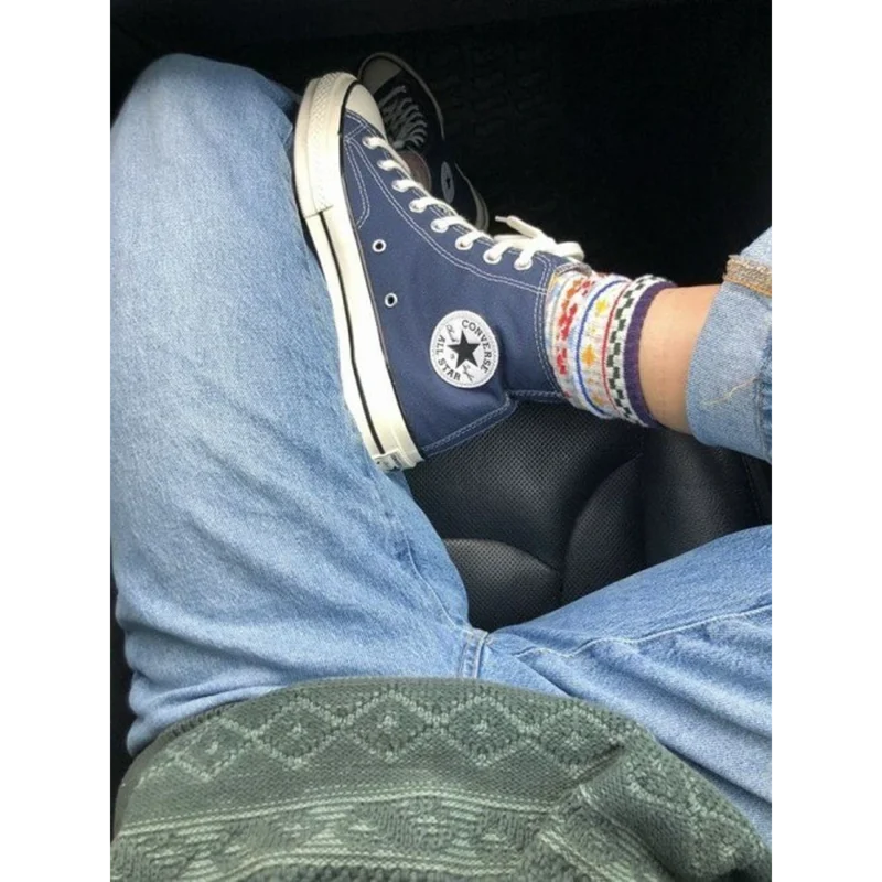 Trendy Converse All Star Navy Blue Long Shoes for Men (GF184)
