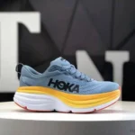 Premium Hoka Bondi 8 Grey Orange Shoes for Men (SOH48)
