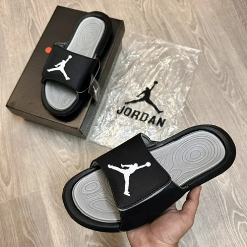 Premium Air Jordan Hydro 6 Black Grey Flip Flop (HS82)