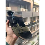 Trendy Birkenstock Boston Suede Olive Black Split (AME305)