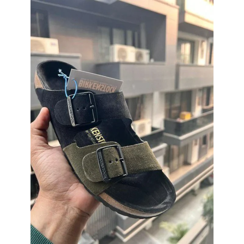 Trendy Birkenstock Boston Suede Olive Black Split (AME305)