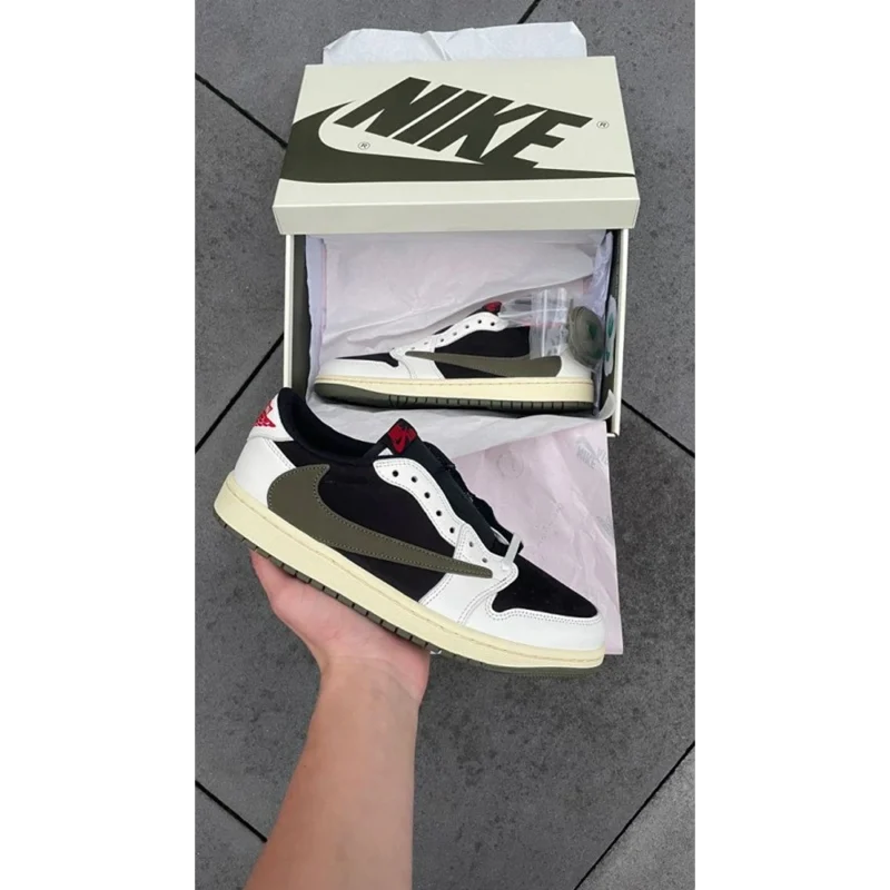 Premium Nike Travis Scott X Air Jordan 1 Low Og Olive Green Shoes for Men (HOF95)