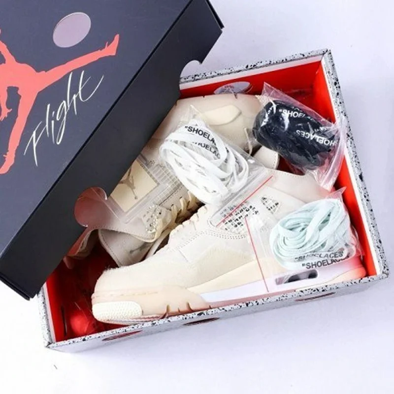 Trendy Air Jordan Retro 4 off White Cream Sail Semi UA with Og Box (GF172)