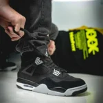 Trendy Air Jordan Retro 4 SE GS Black Canvas Shoes for Men (GF175)