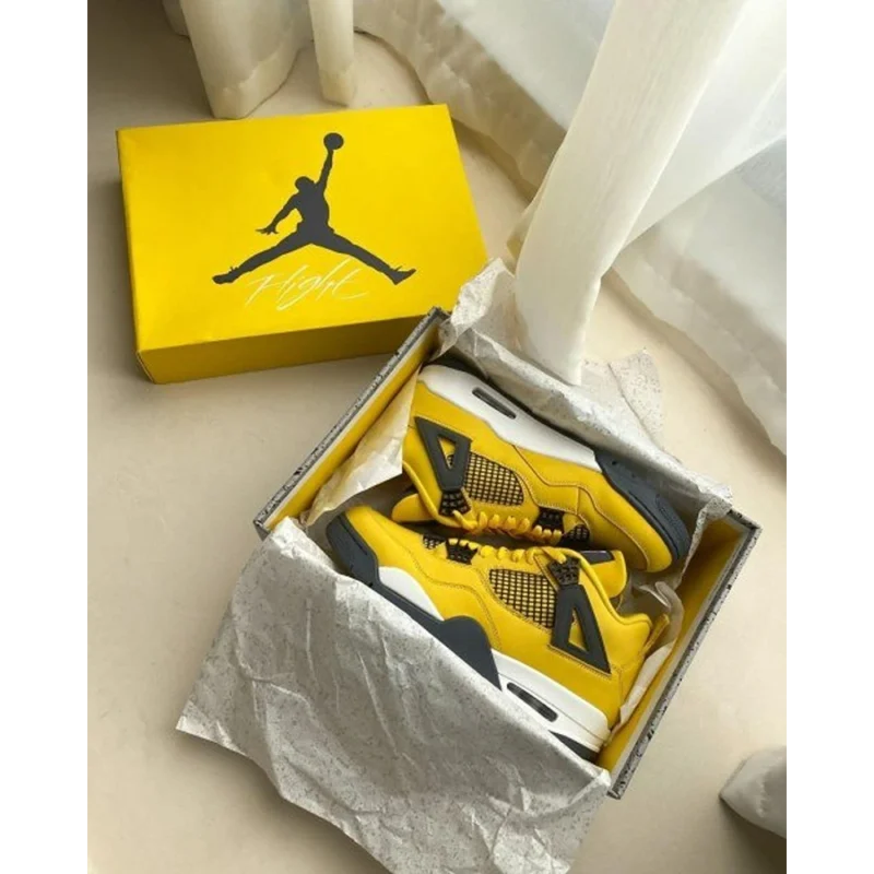 Premium Air Jordan Retro 4 Lighting Yellow Shoes for Men (SOH18)