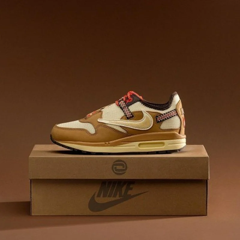 Imported Nike Travis Scott X Airmax 1 Wheat Corporation Shoes for Men (SOH29)