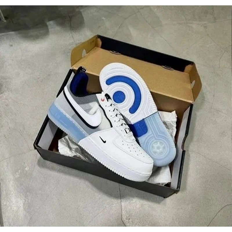 Classy Nike Airforce 1 Low React Split White Blue Shoes for Men (SOH70)