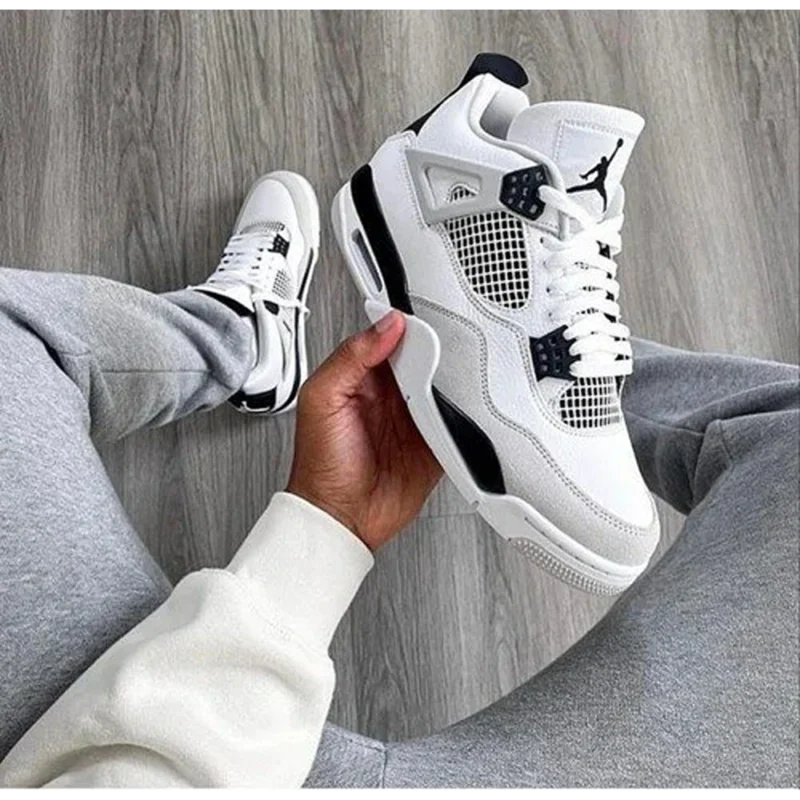 Trendy Jordan Retro 4 Military Black Shoes for Men (GF168)