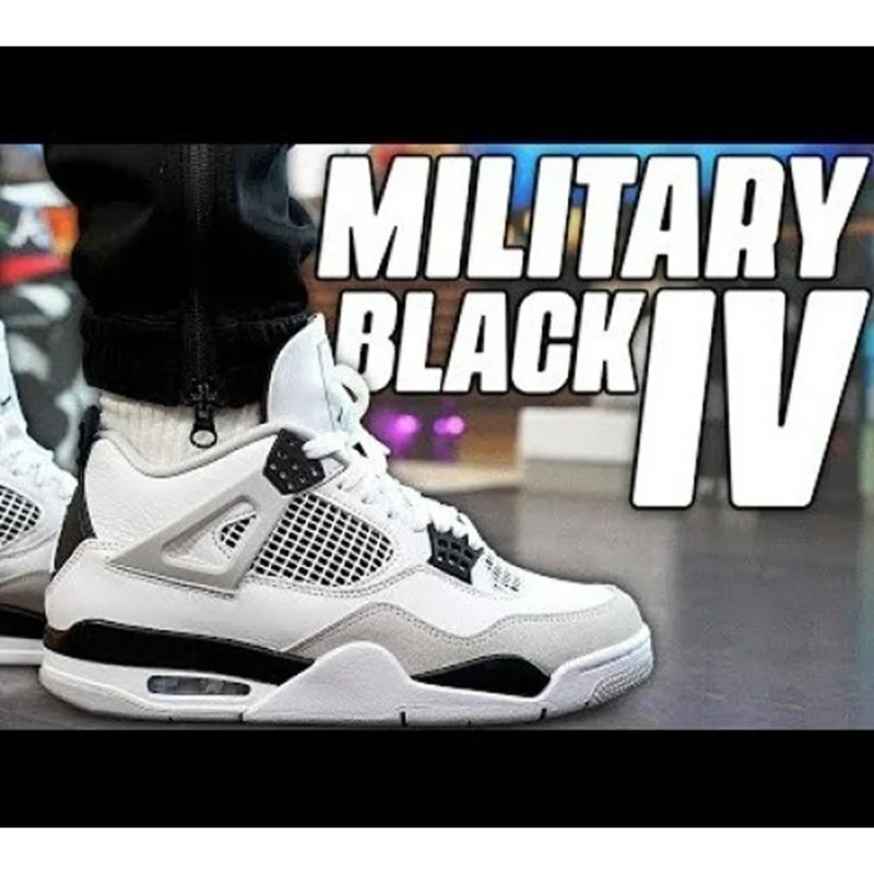 Trendy Jordan Retro 4 Military Black Shoes for Men (GF168)