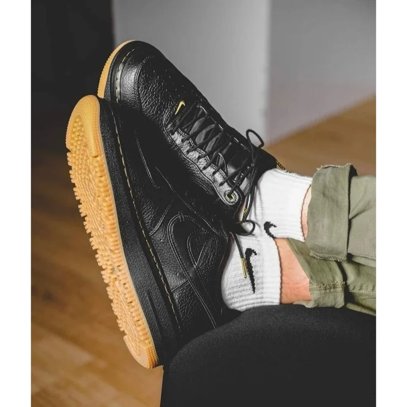Trendy Nike Airforce 1 Luxe Black Gum Shoes for Men (BS334)
