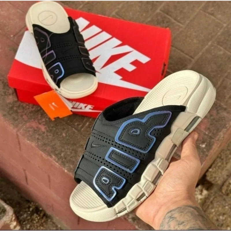 Classy Nike Air Uptempo Slide Cream Multi Black (DW1004)