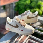 Classy Nike Airforce 1 Mini Red Swoosh Milk Coffee Shoes for Men (SW4702)