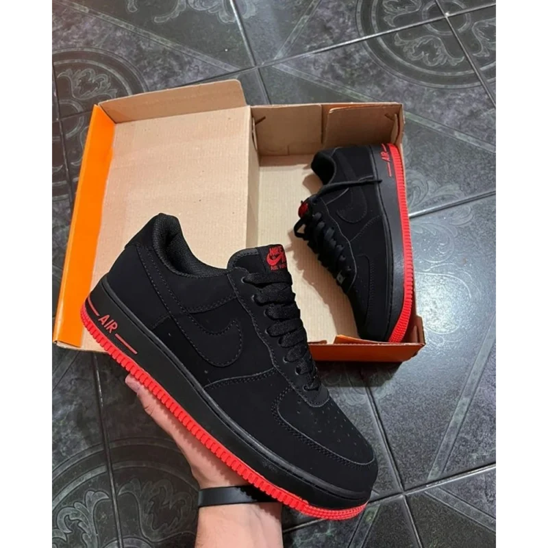 Classy Nike Airforce 1 Low Black University Red Shoes for Men (SW4700)