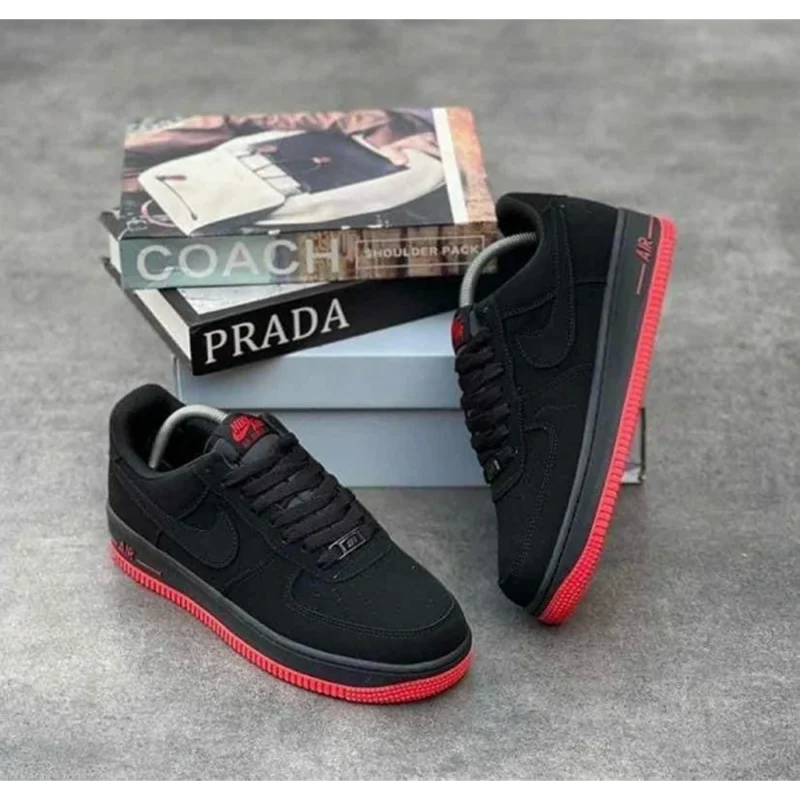 Classy Nike Airforce 1 Low Black University Red Shoes for Men (SW4700)