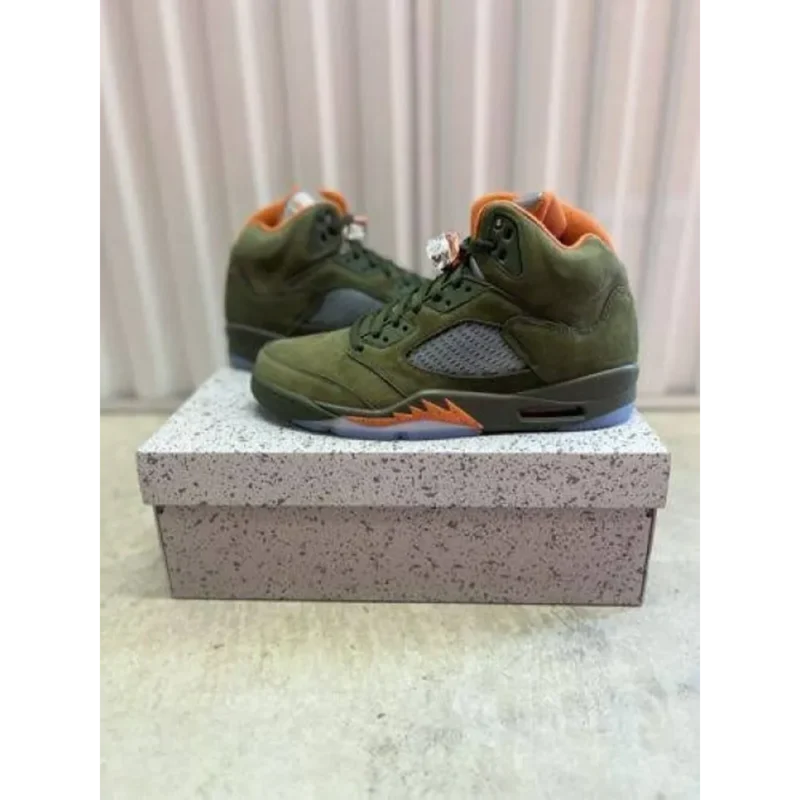 Classy Air Jordan Retro 5 Olive Green Shoes for Men (HS47)