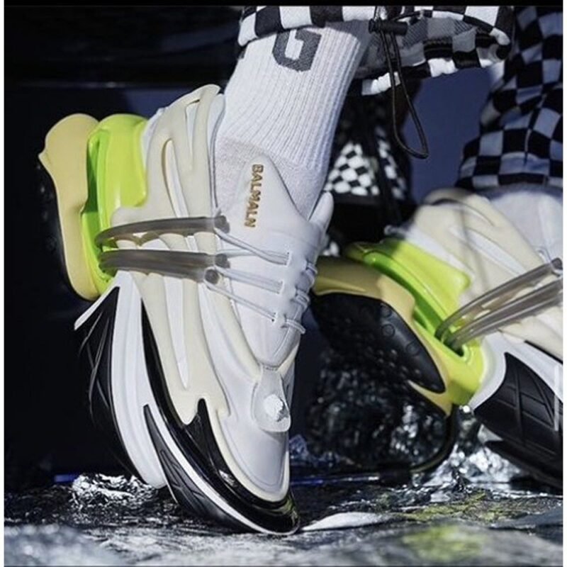 Balmain unicorn sneaker For Men Black, White and green (SW85)