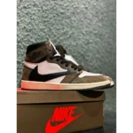 Classy Nike Air Jordan Retro 1 High Travis Scott Brown Shoes for Men (HS43)